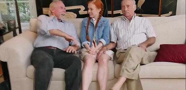  Petite redhead pov banged by grandpa
